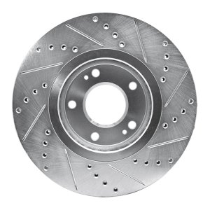 Hyundai AZERA Brake Rotor (1) - Front Left - R1 Concepts - Drilled & Slotted - Silver - `04-`11